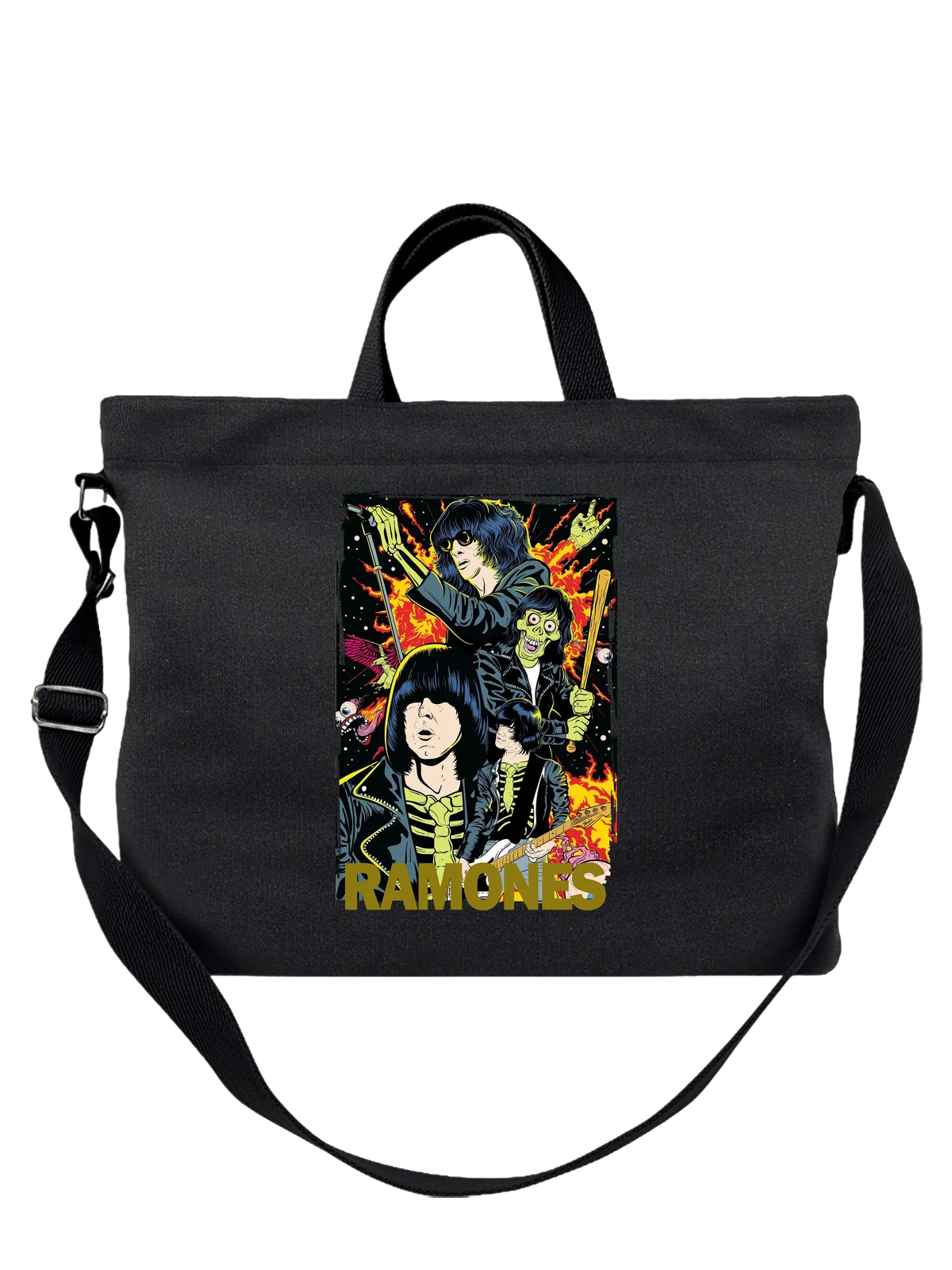 Сумка C Ramones Рамонес чёрная с принтом — рок группа — Чёрная, фото 1