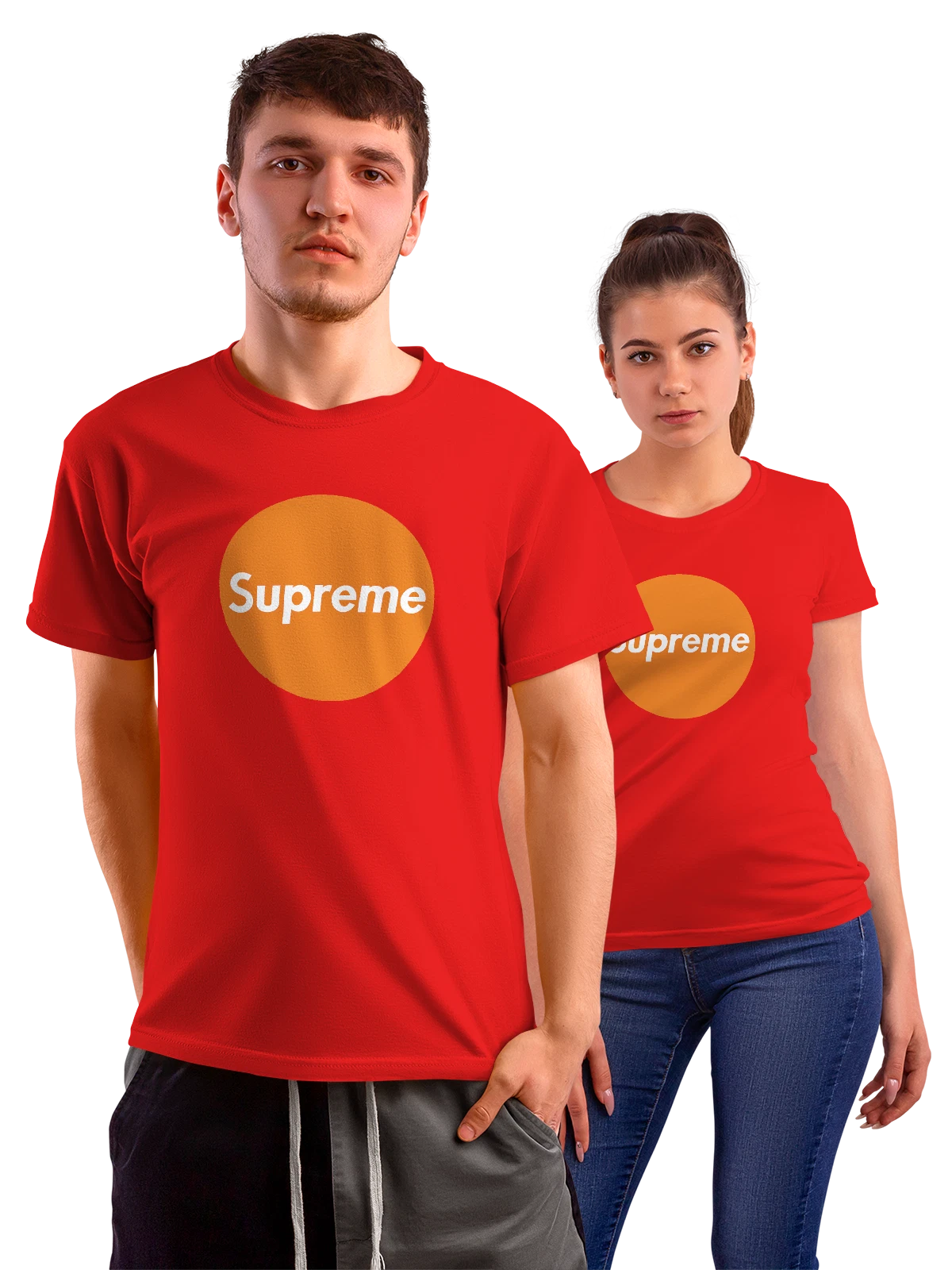 Футболка Supreme красная с принтом — контраст белого и красного — Красная, фото 1