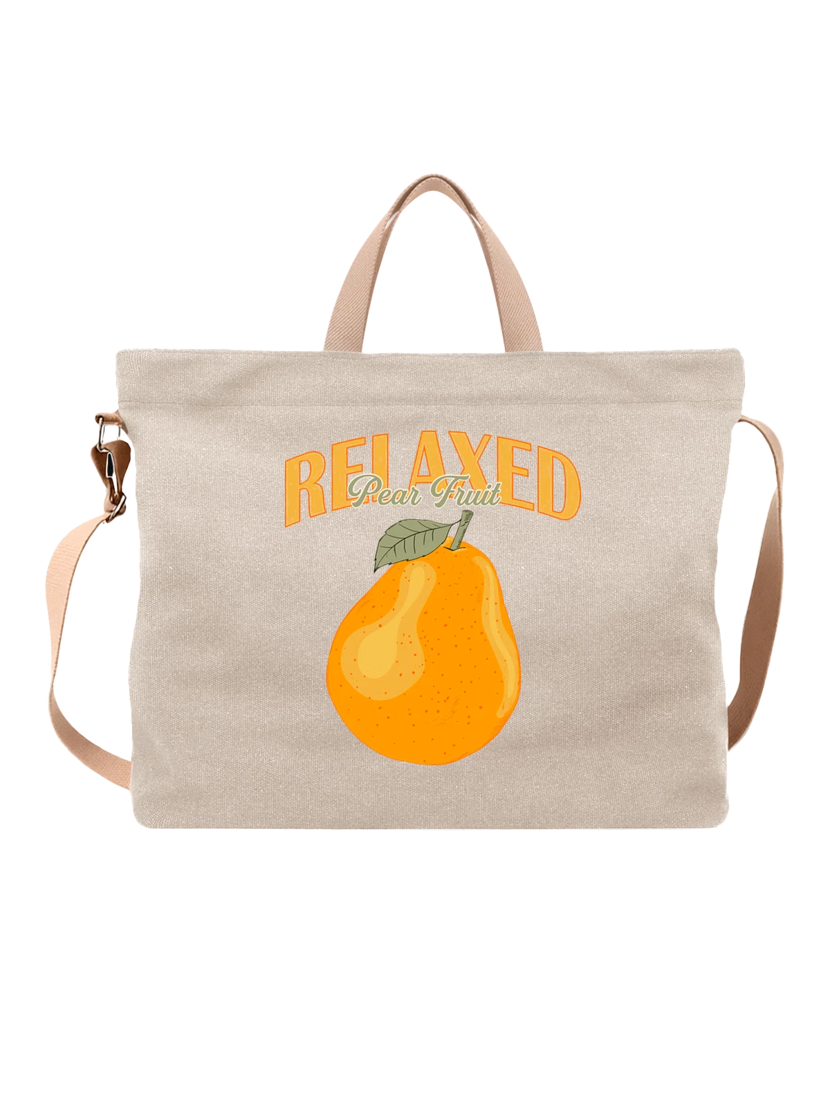 Сумка Груша relaxed белая с принтом — растительная пища — Белая, фото 1