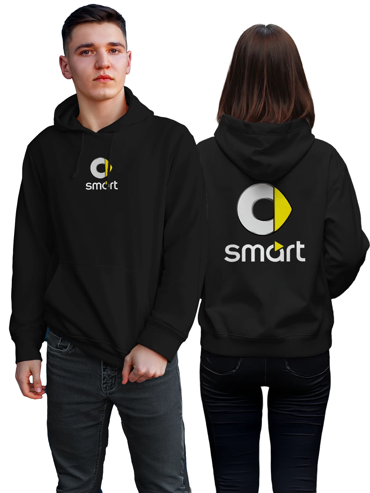Худи Smart чёрное с принтом — маленькие городские машины — Чёрная, фото 1