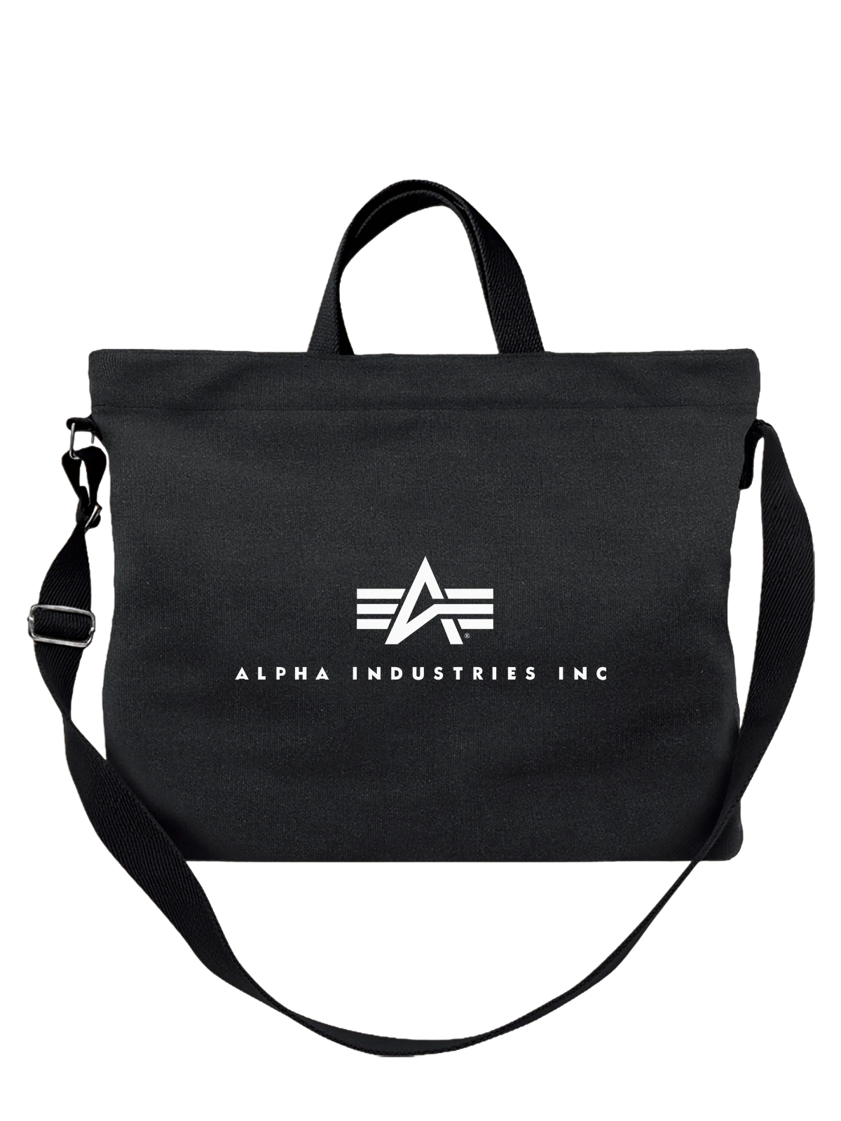 Сумка Alpha Industries чёрная с принтом — монохромный принт — Чёрная, фото 1