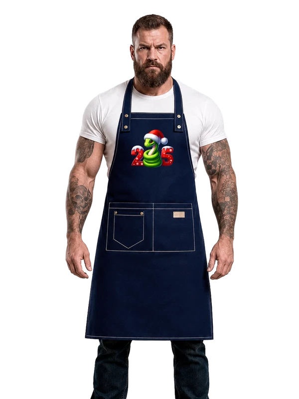 Фартук Новый Год 2025 со змеёй — Синяя, фото 1