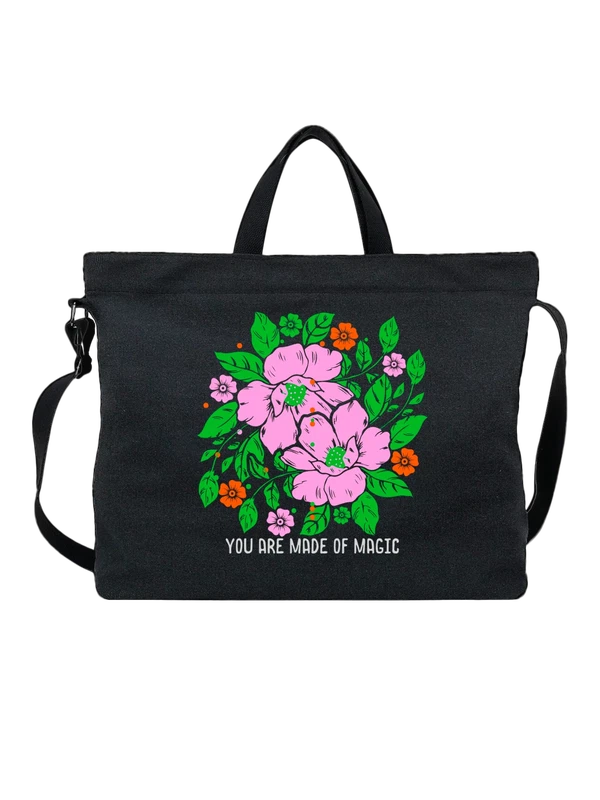Сумка цветы you are made of magic — Чёрная, фото 1
