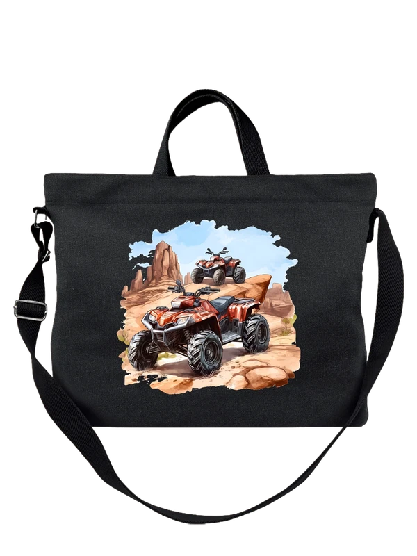 Сумка с оранжевым квадроциклом в пустынном каньоне — Чёрная, фото 1