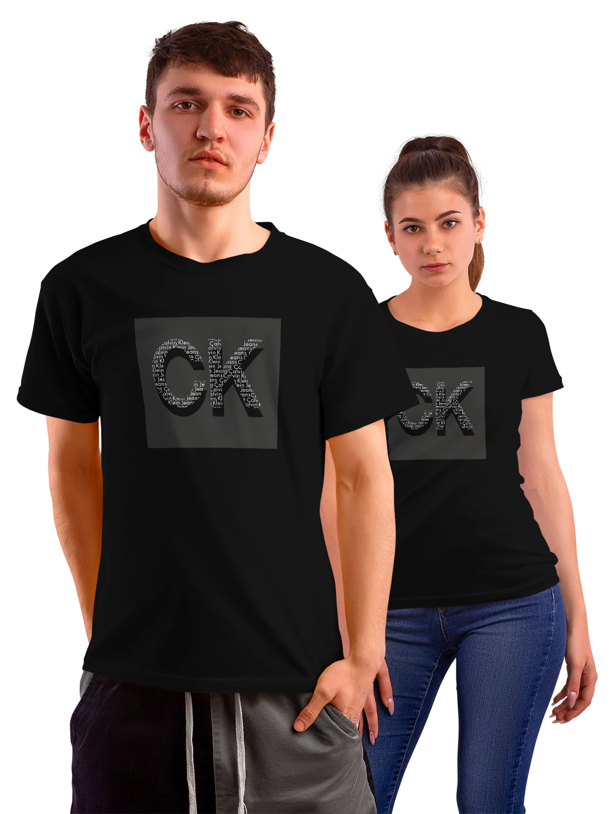 Футболка Calvin Klein Jeans логотип OK черная чёрная с принтом — белые буквы — Чёрная, фото 1