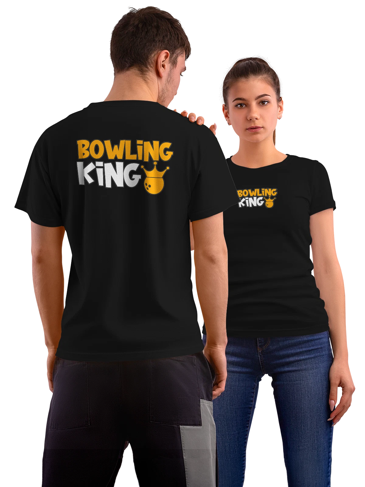Футболка Надпись bowling king чёрная с принтом на спине — спортивный инвентарь — Чёрная, фото 1