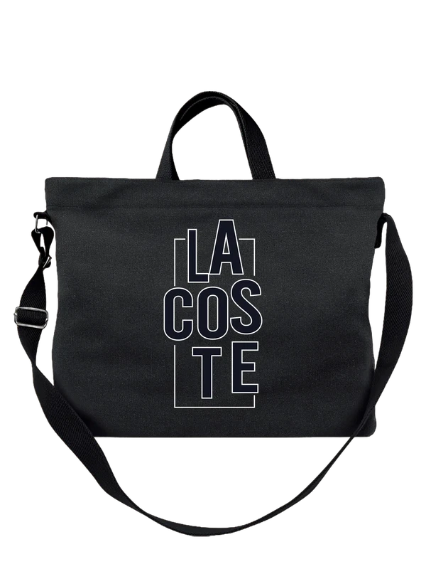 Сумка LACOSTE с надписью LA COSTE крупными буквами — Чёрная, фото 1