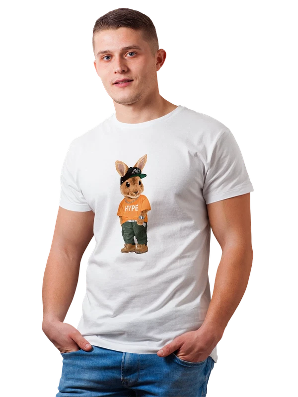 Футболка заяц в одежде — Белая, фото 1