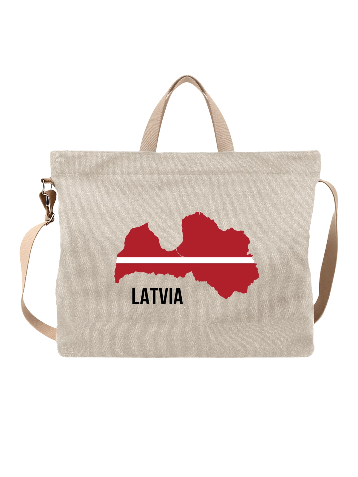 Сумка с флагом Латвии Latvia белая с принтом — национальная символика — Белая, фото 1
