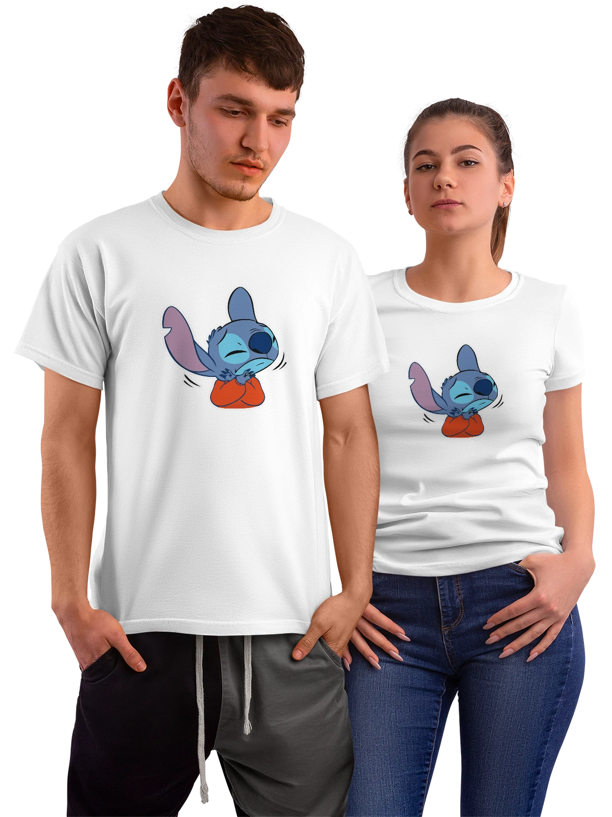 Футболка Лилу и Стич белая с принтом — Disney мультфильм — Белая, фото 1