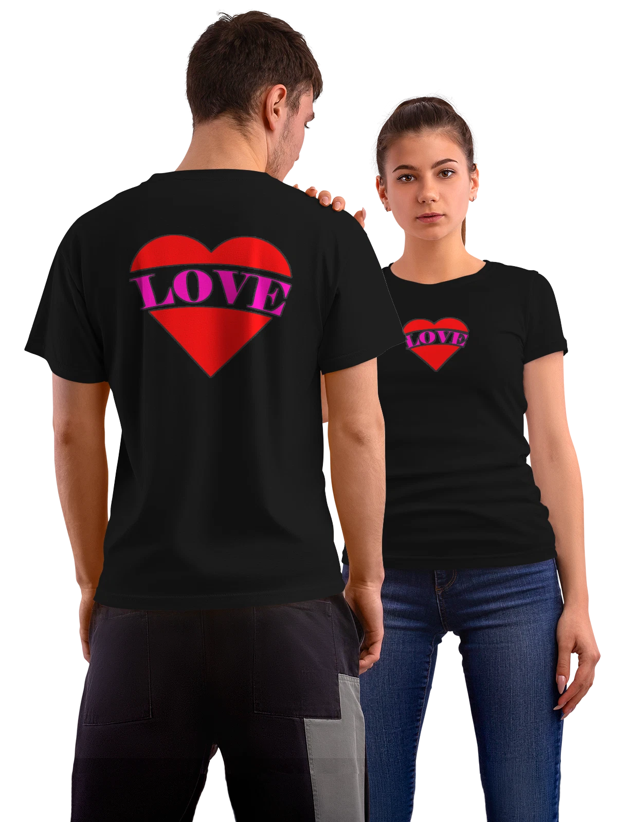 Футболка Love любовь чёрная с принтом на спине — подарок любимой — Чёрная, фото 1