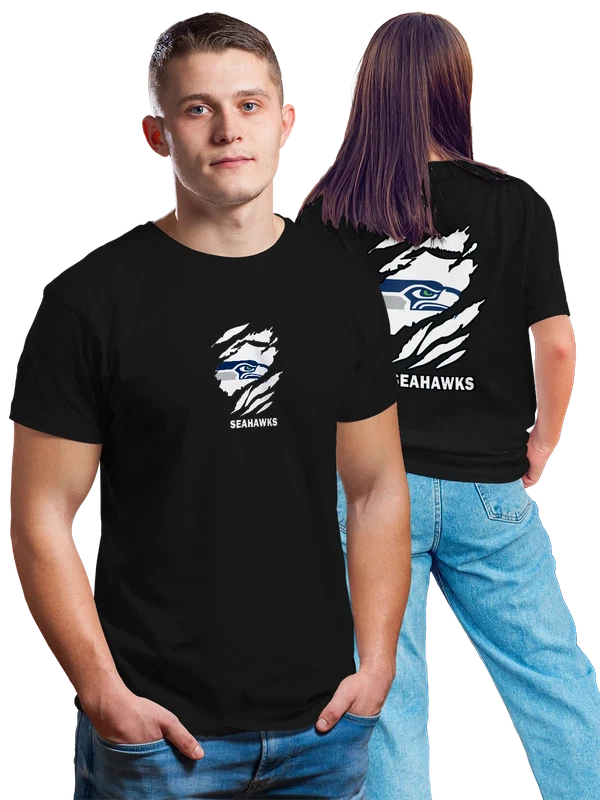 Футболка Seattle Seahawks, логотип головы ястреба — Чёрная, фото 1