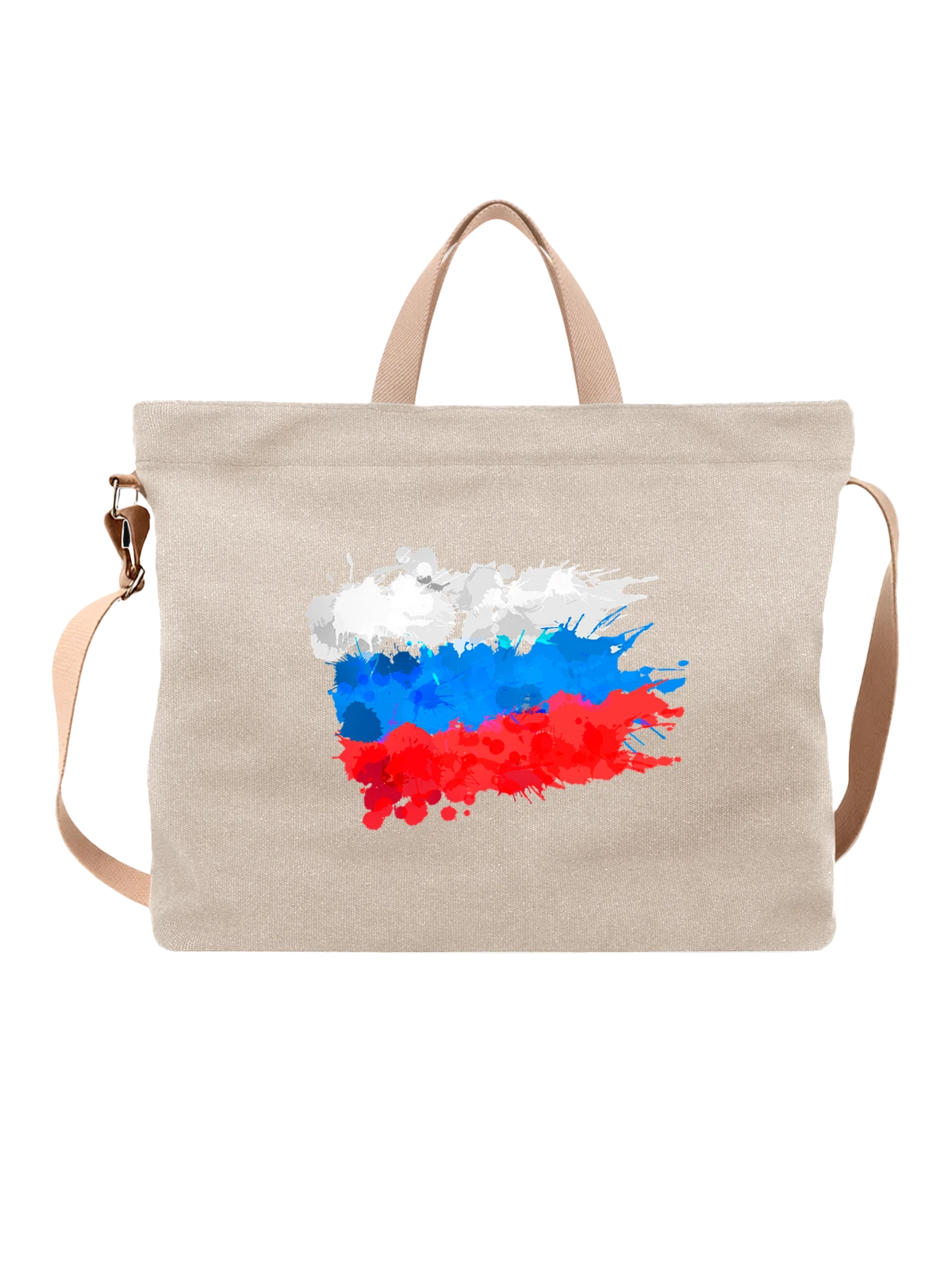 Сумка с флагом России белая с принтом — национальная символика — Белая, фото 1