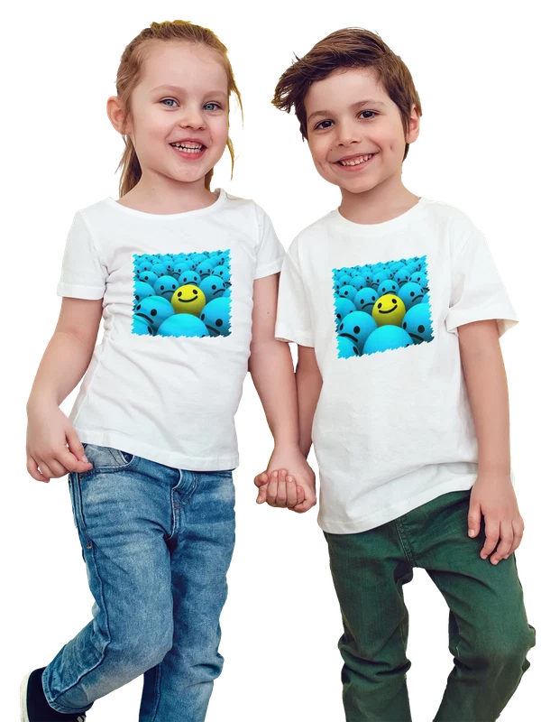Футболка 3Д Smiley Faces — Белая, фото 1