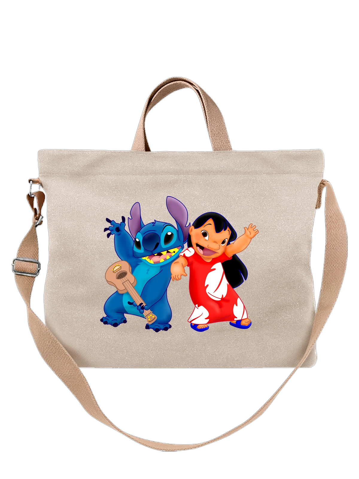 Сумка Стич Stitch и Лило белая с принтом — Disney мультфильм — Белая, фото 1