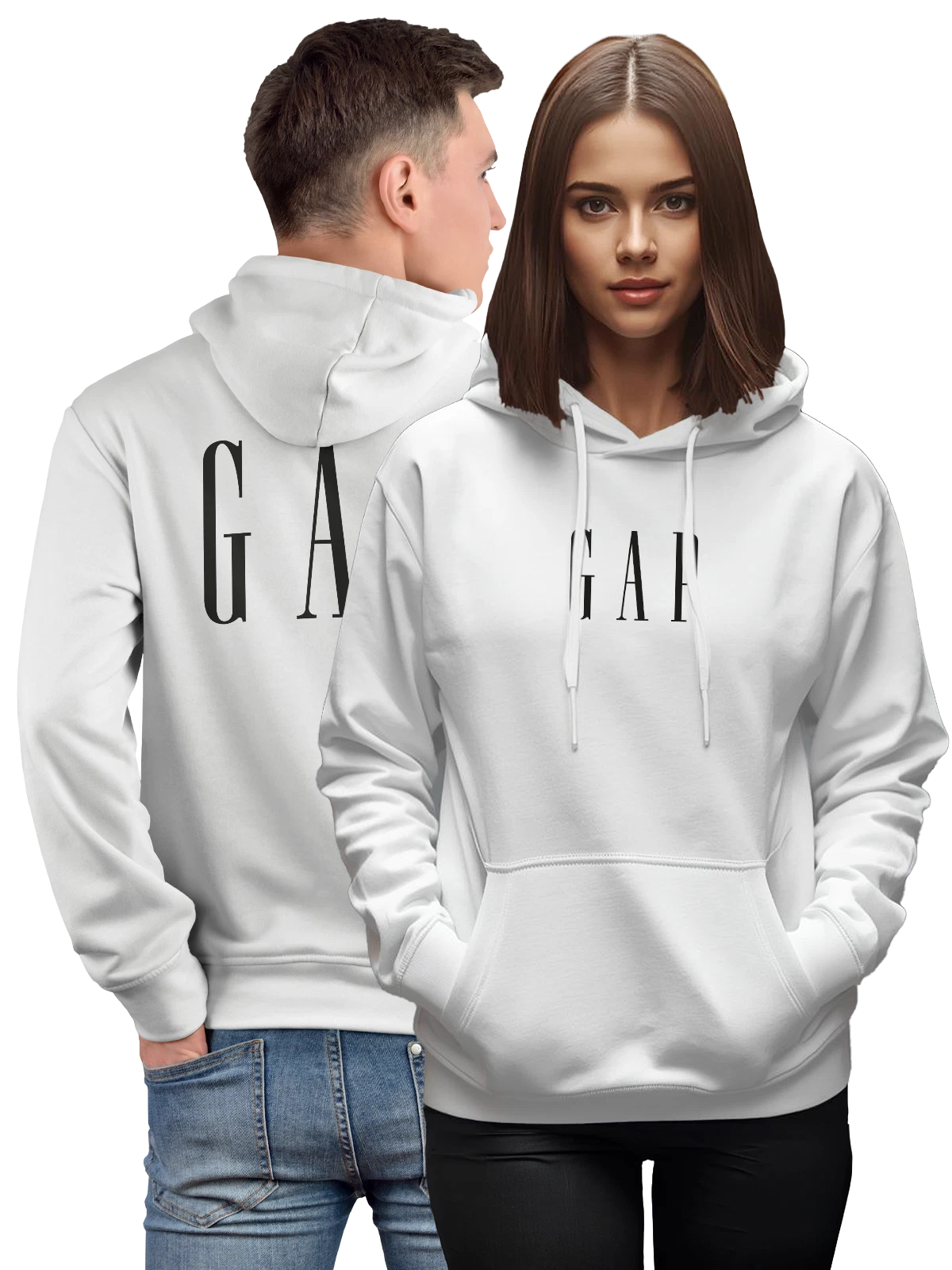 Худи Gap белое с принтом — мода девяностых — Белая, фото 1
