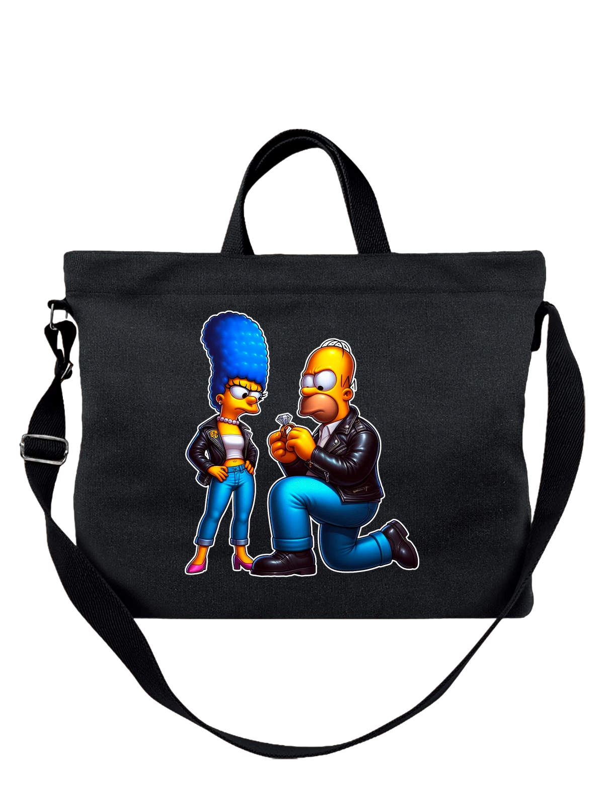 Сумка с Гомером Мардж Симпсонами Simpsons чёрная с принтом — коллекционный образ — Чёрная, фото 1