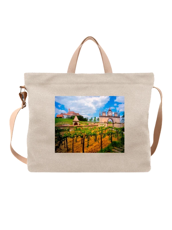 Сумка бежевая с принтом Страна Austrian Vineyard австрия — Бежевая, фото 1