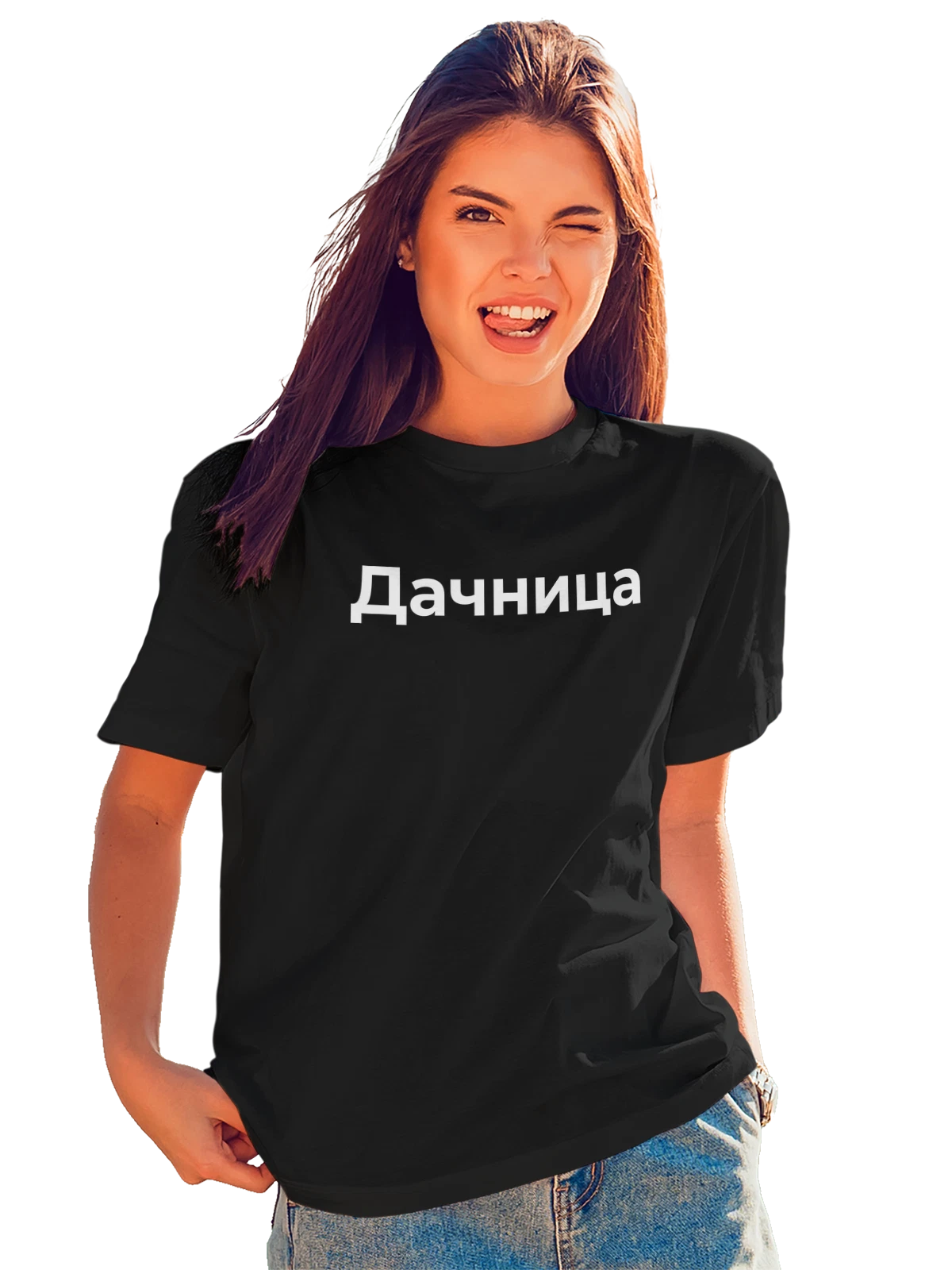 Футболка Дачница чёрная с принтом — футболка подростку — Чёрная, фото 1