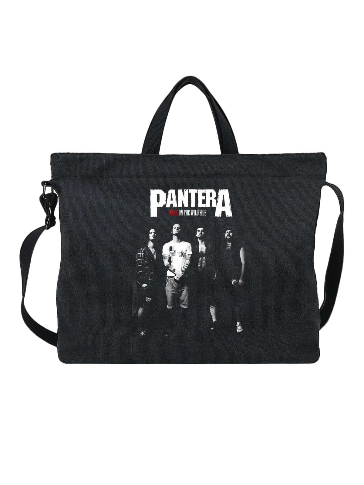 Сумка чёрная с принтом Pantera группа Walk On The Wild Side — хард-рок — Чёрная, фото 1