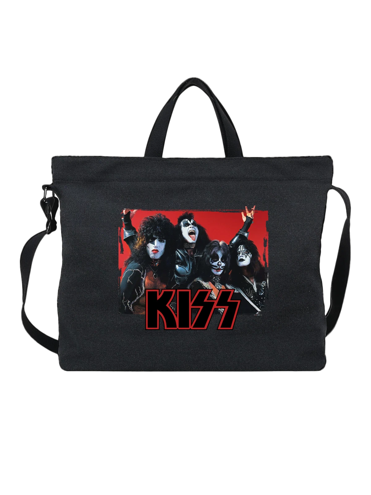Сумка Группа Kiss Кисс чёрная с принтом — исполнитель — Чёрная, фото 1