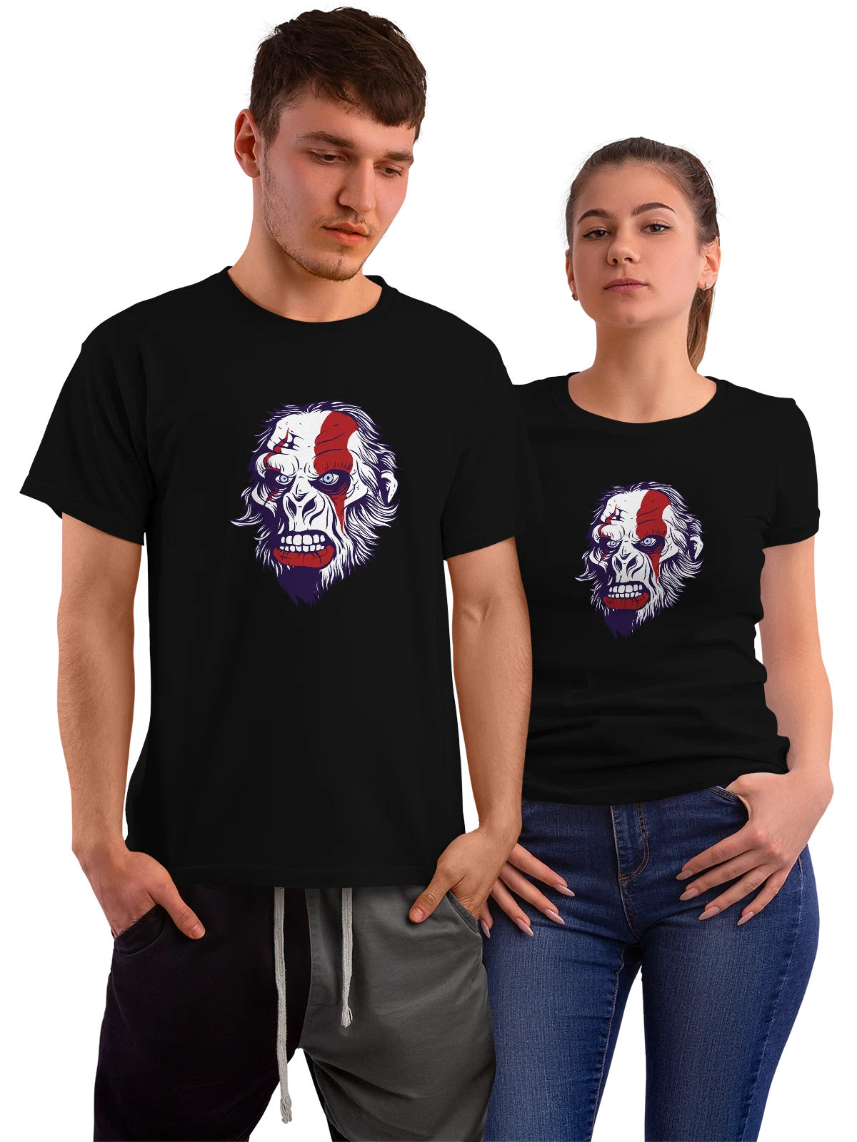 Футболка с обезьяной чёрная с принтом — футболка подростку — Чёрная, фото 1