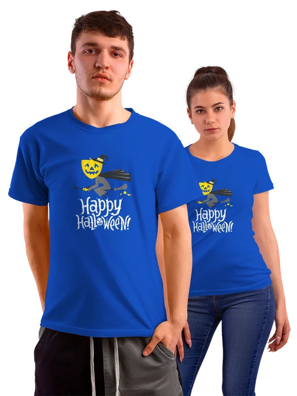 Футболка с ведьмой happy Halloween — Синяя, фото 1