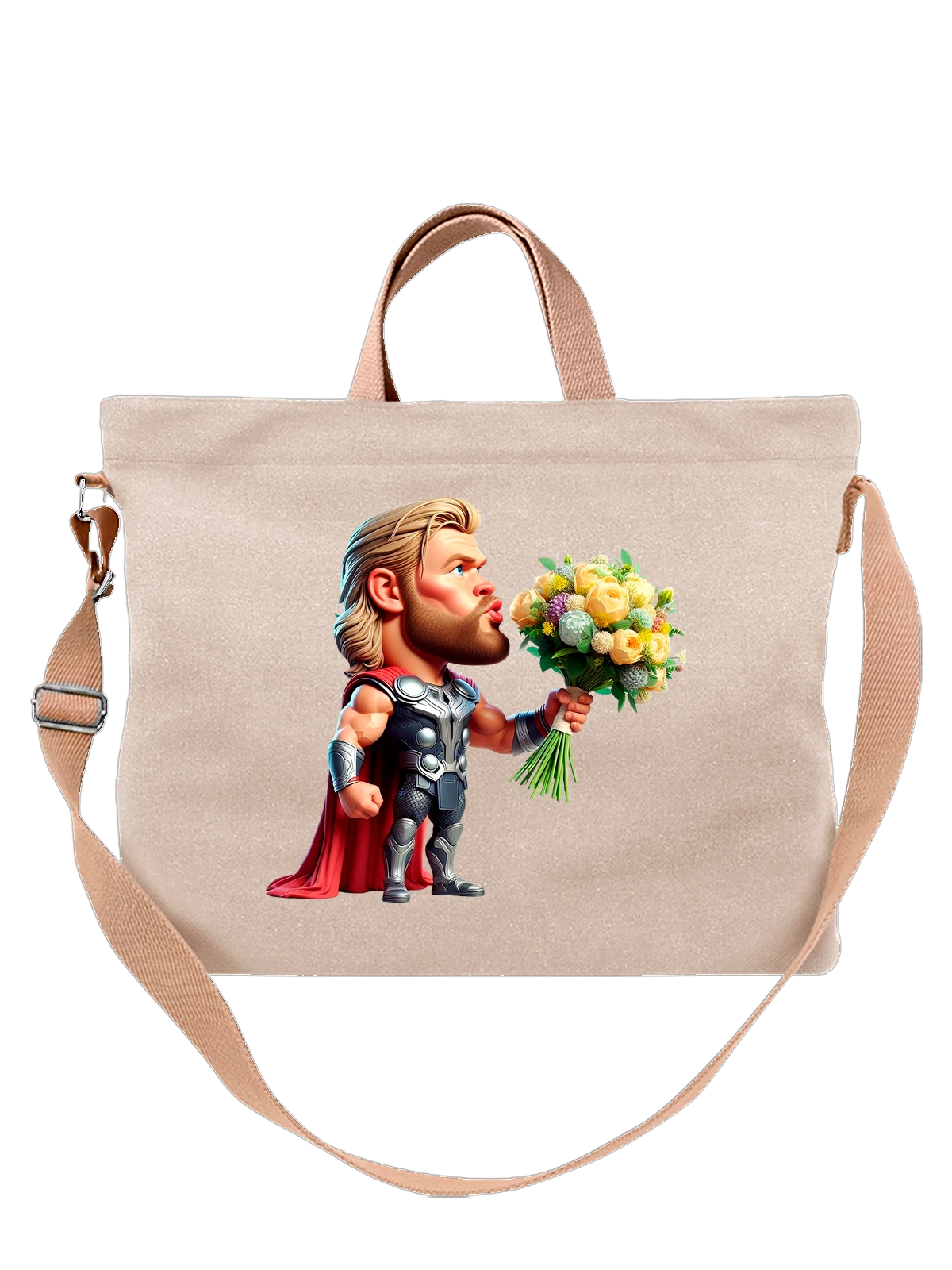 Сумка Тор Thor с цветами белая с принтом — флористика — Белая, фото 1