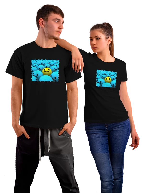 Футболка 3Д Smiley Faces — Чёрная, фото 1
