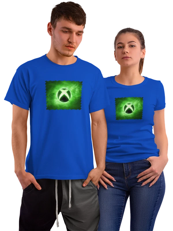 Футболка Логотип Xbox на зеленом фоне — Синяя, фото 1