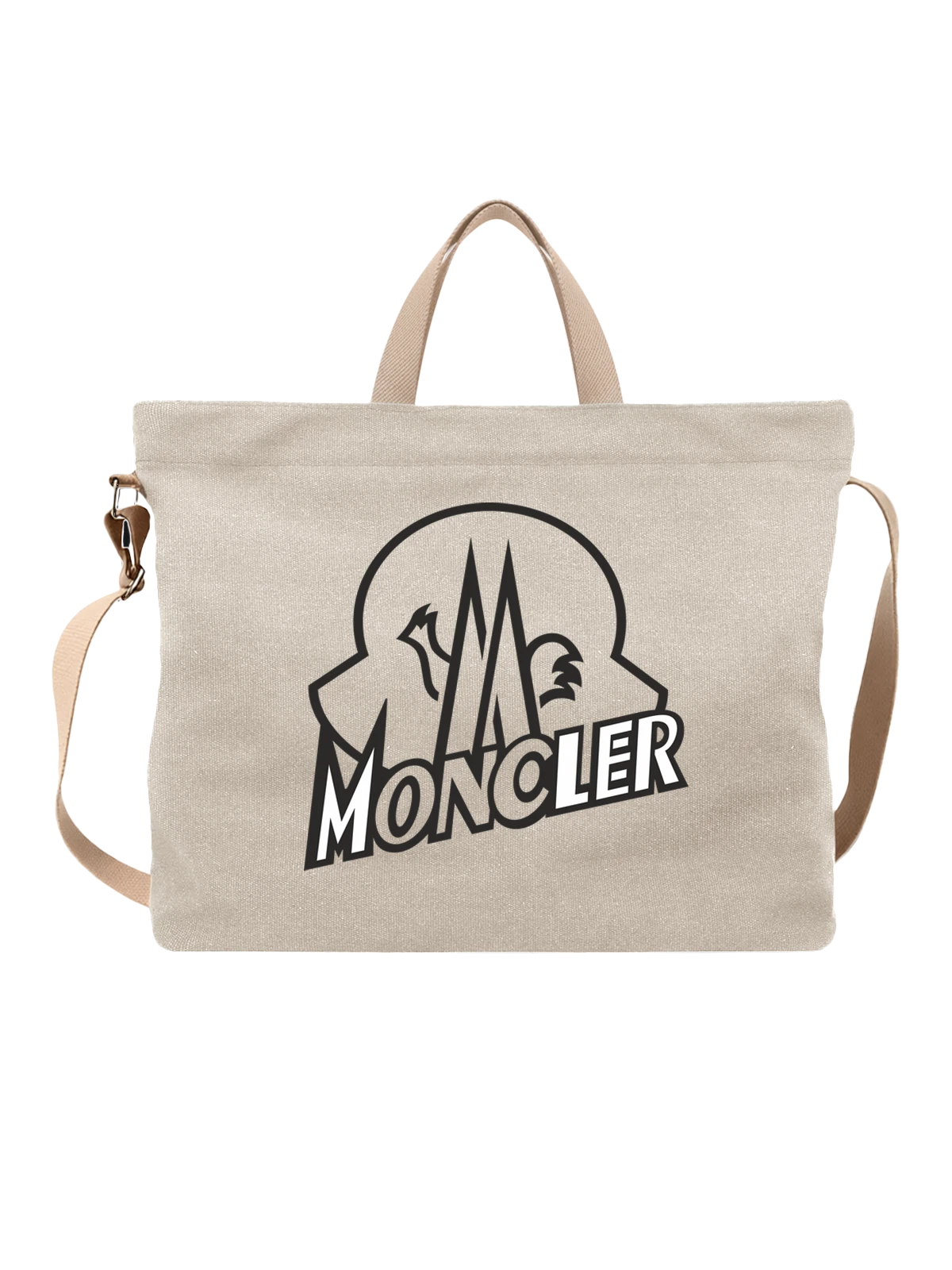 Сумка Moncler черный логотип с горой белая с принтом — дизайнерская надпись — Белая, фото 1