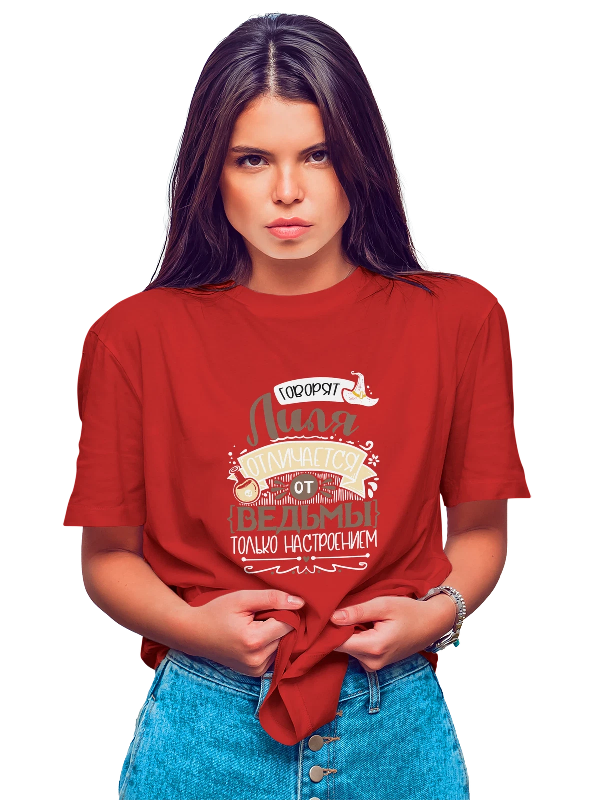 Футболка с именем Лилия красная с принтом — Лиля — Красная, фото 1