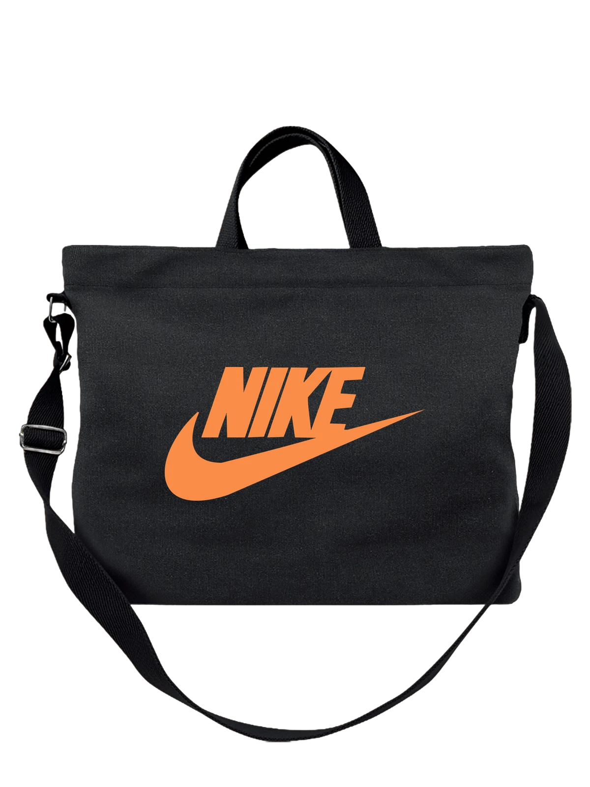 Сумка Nike чёрная с принтом — минималистичный принт — Чёрная, фото 1