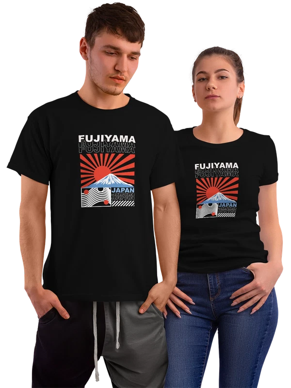 Футболка с надписью Япония Фудзияма — Чёрная, фото 1