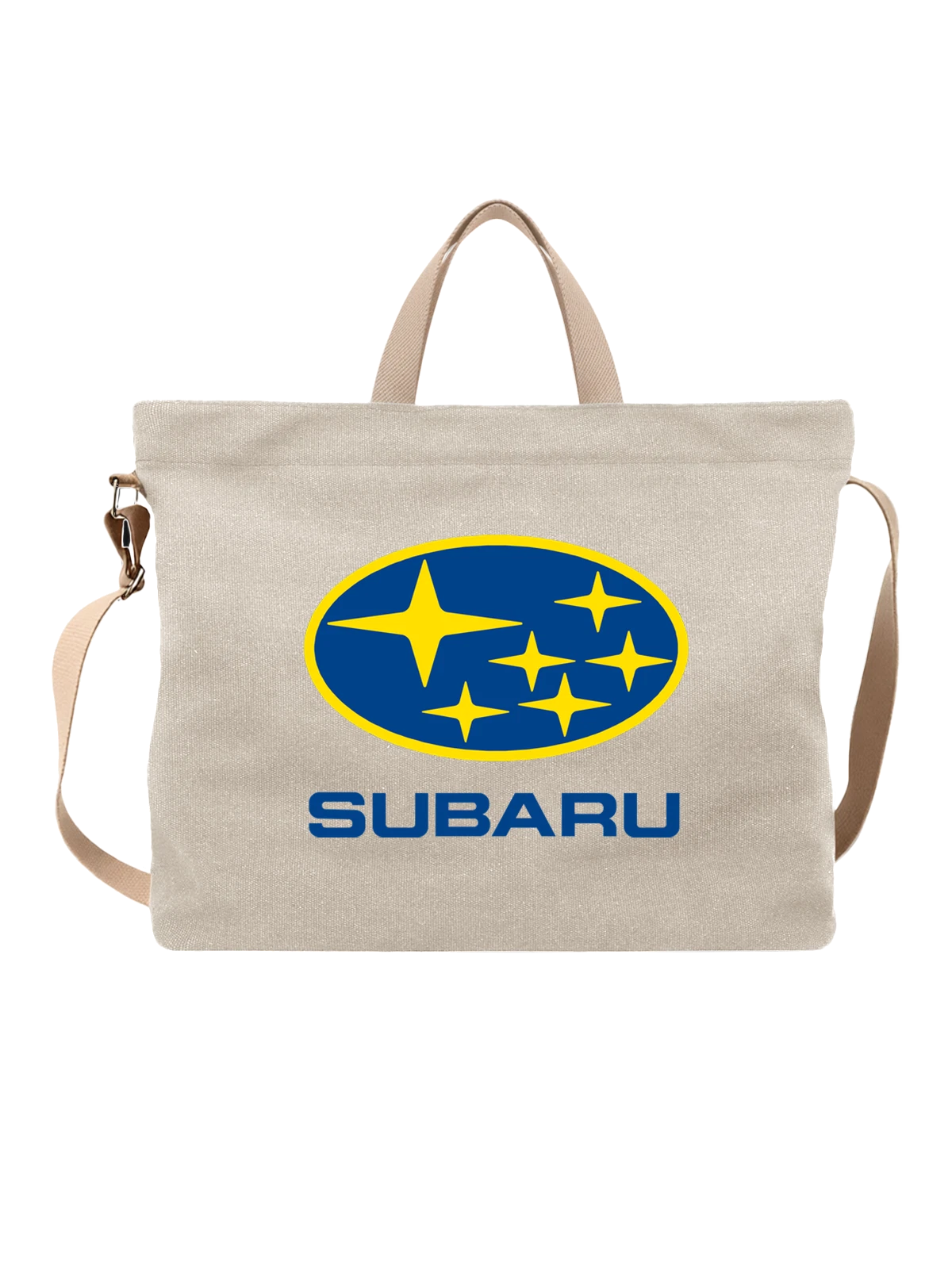 Сумка Subaru белая с принтом — контрастный принт — Белая, фото 1