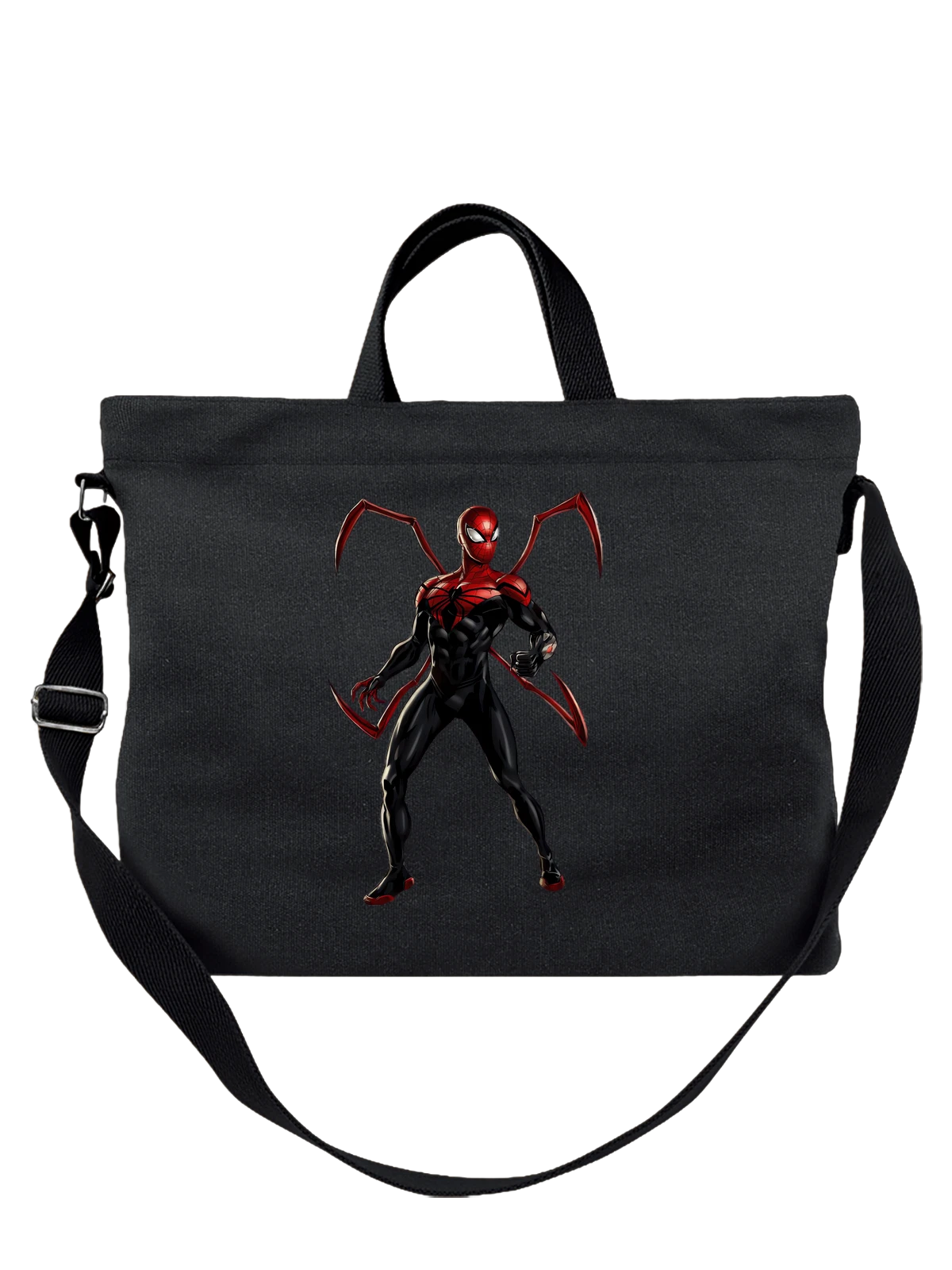 Сумка чёрная с принтом Человек-паук в черном костюме Marvel — костюм супергероя — Чёрная, фото 1