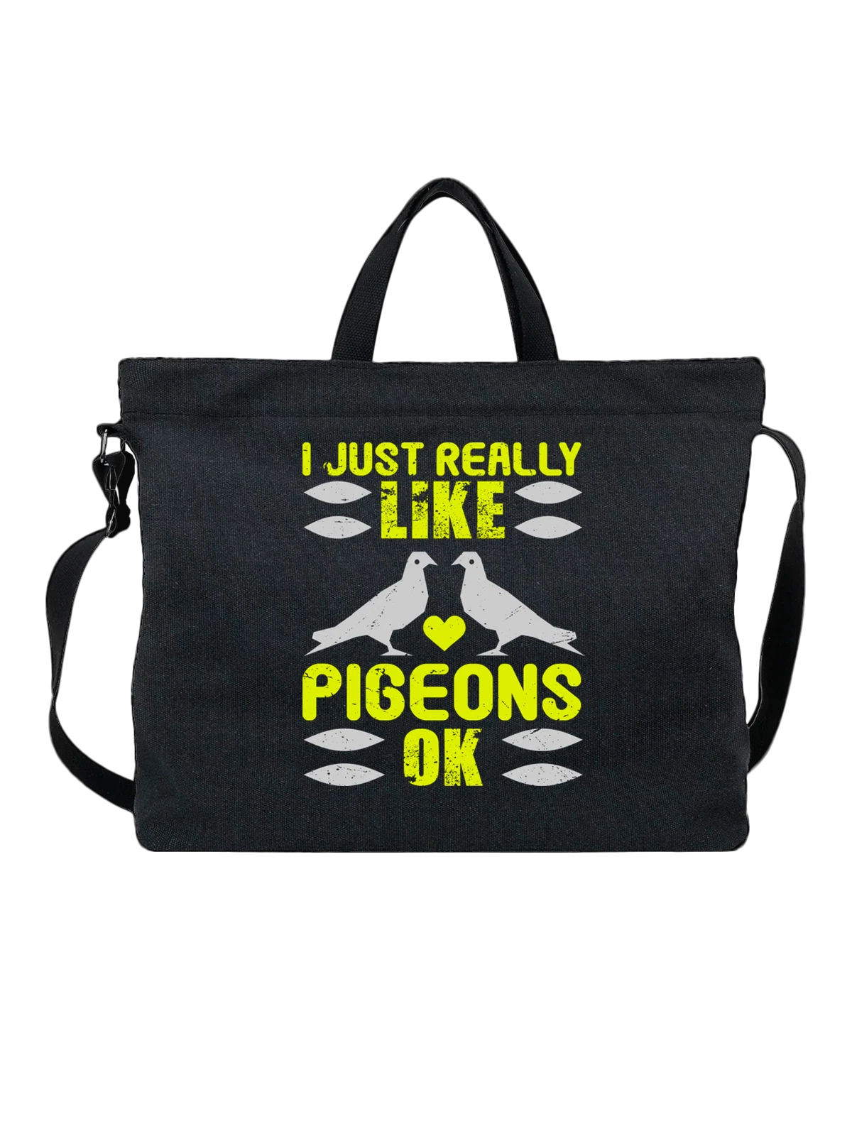 Сумка Голуби I just really like pigeons чёрная с принтом — дикая природа — Чёрная, фото 1
