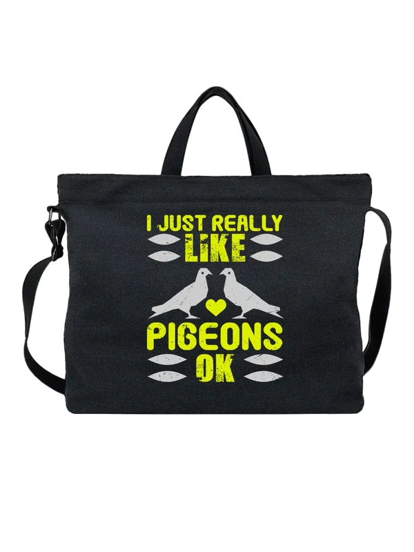 Сумка голуби I just really like pigeons — Чёрная, фото 1