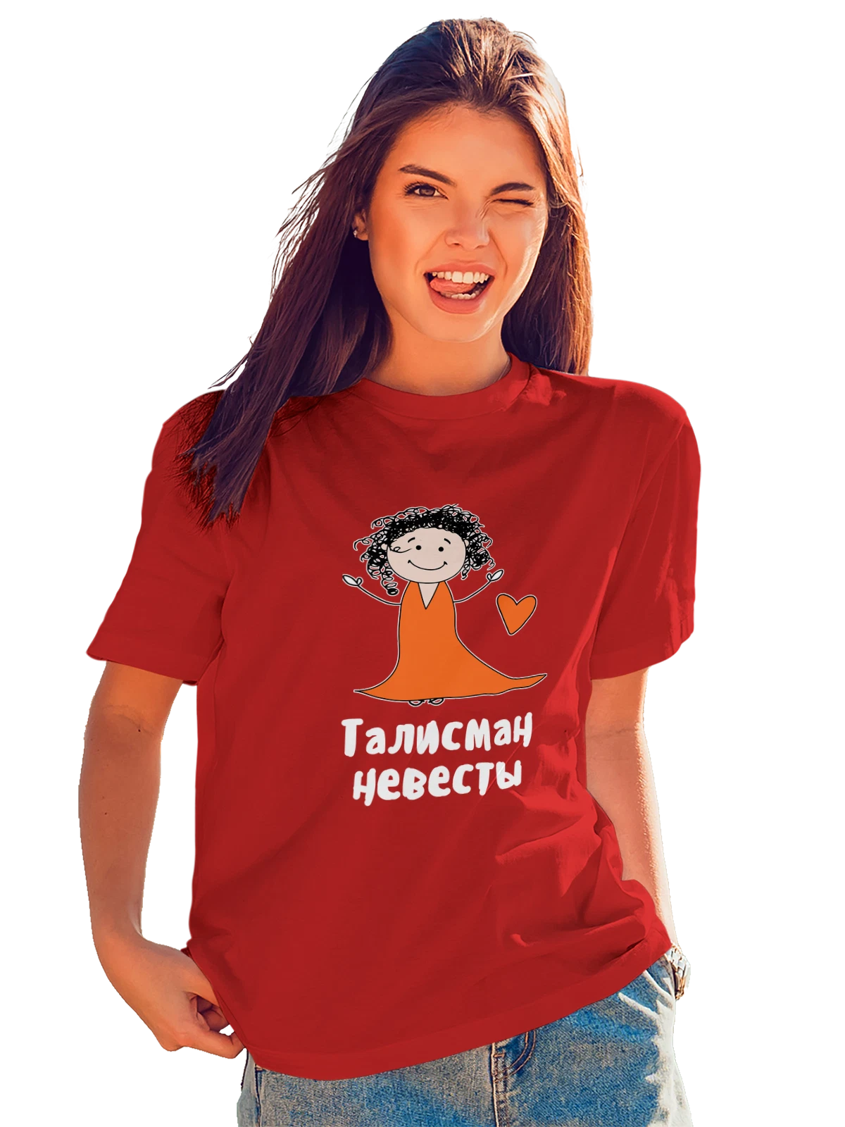 Футболка Талисман невесты на свадьбу красная с принтом — для мужа — Красная, фото 1