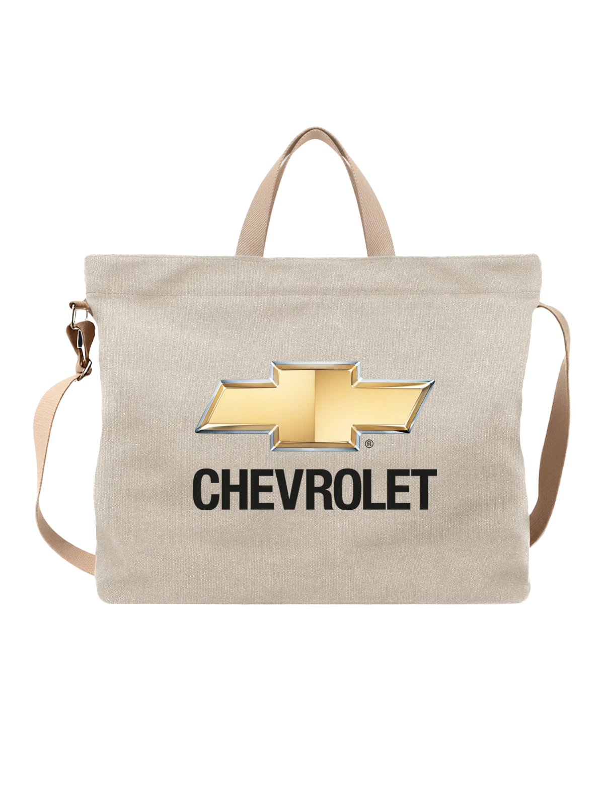 Сумка Chevrolet белая с принтом — хромированная рамка — Белая, фото 1