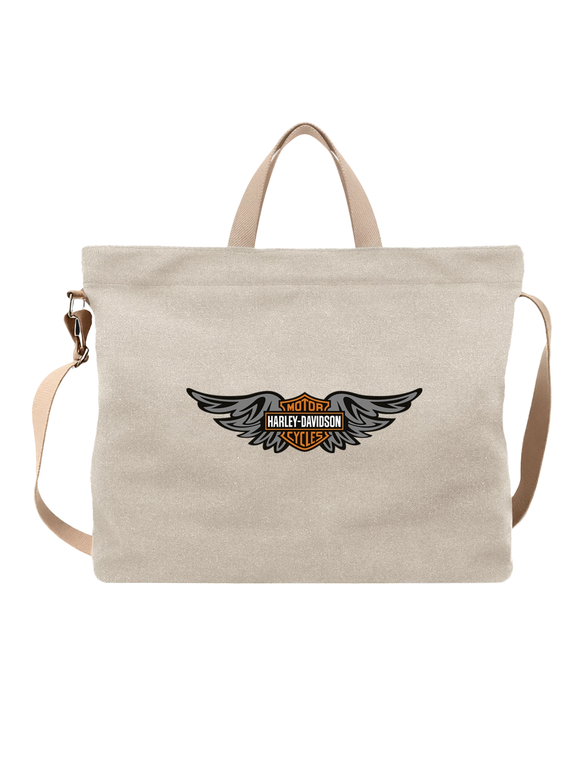 Сумка Harley Davidson белая с принтом — симметричная композиция — Белая, фото 1