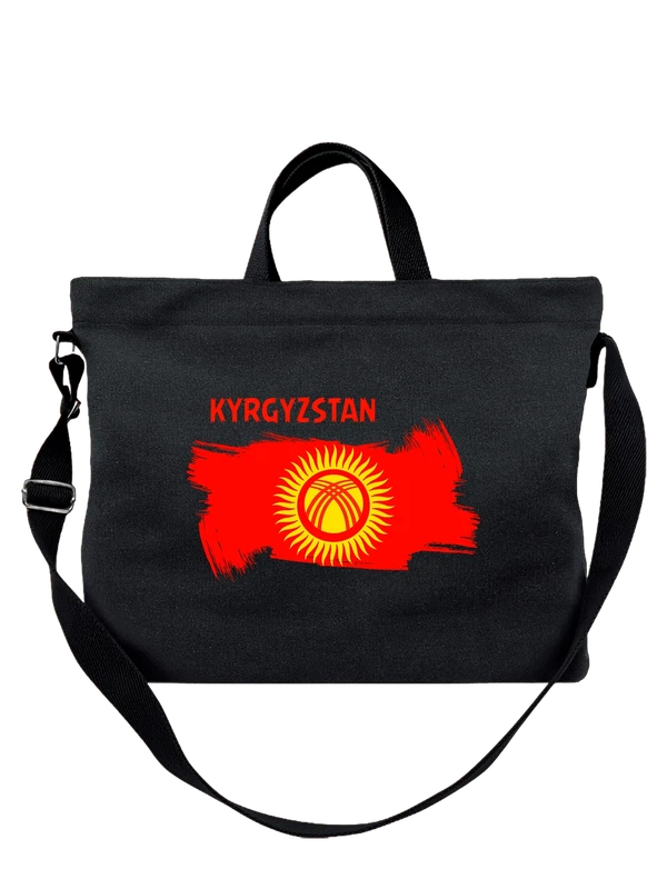 Сумка флаг Киргизии Kyrgyzstan — Чёрная, фото 1