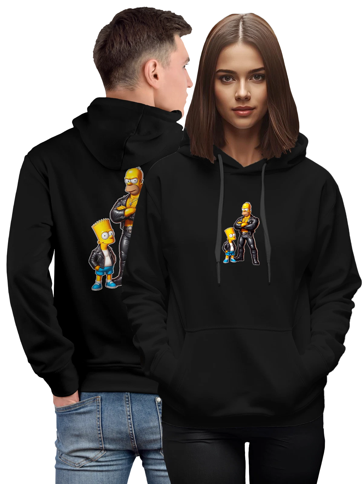 Худи Гомер Барт Симпсоны Simpsons чёрное с принтом — подарок поклоннику — Чёрная, фото 1