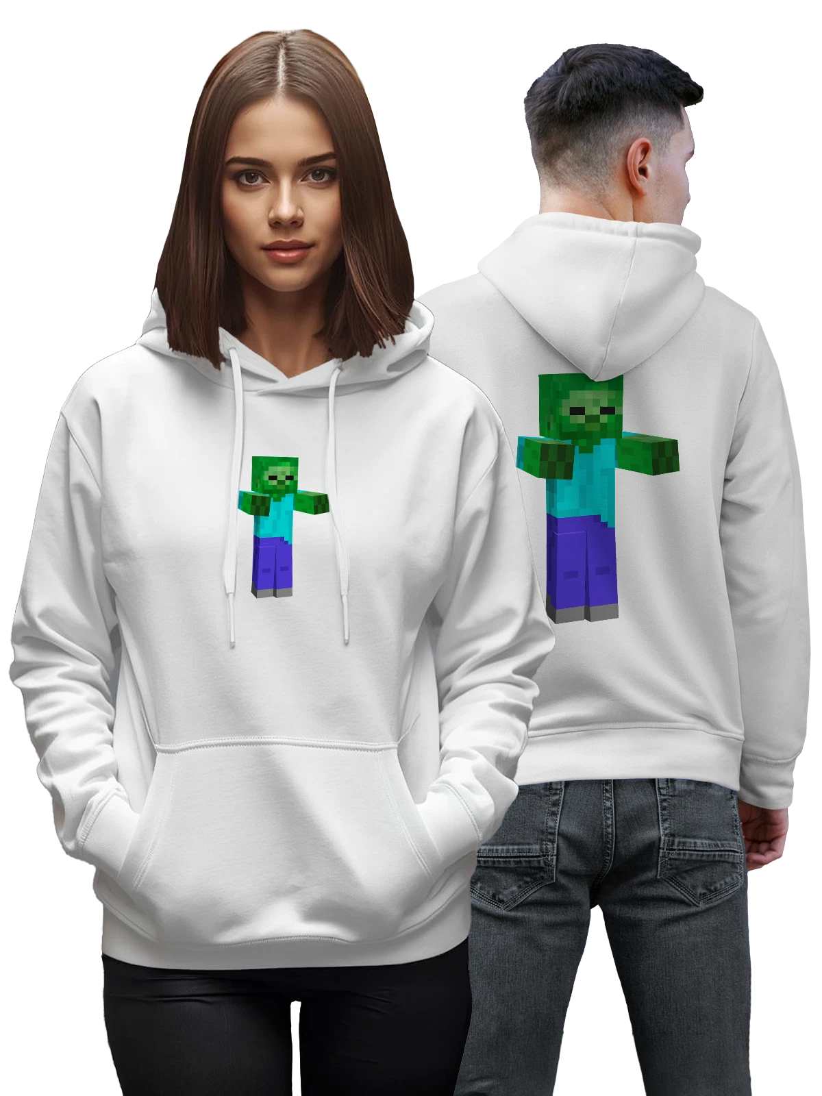 Худи с Minecraft Майнкрафт белое с принтом — Эндермен — Белая, фото 1