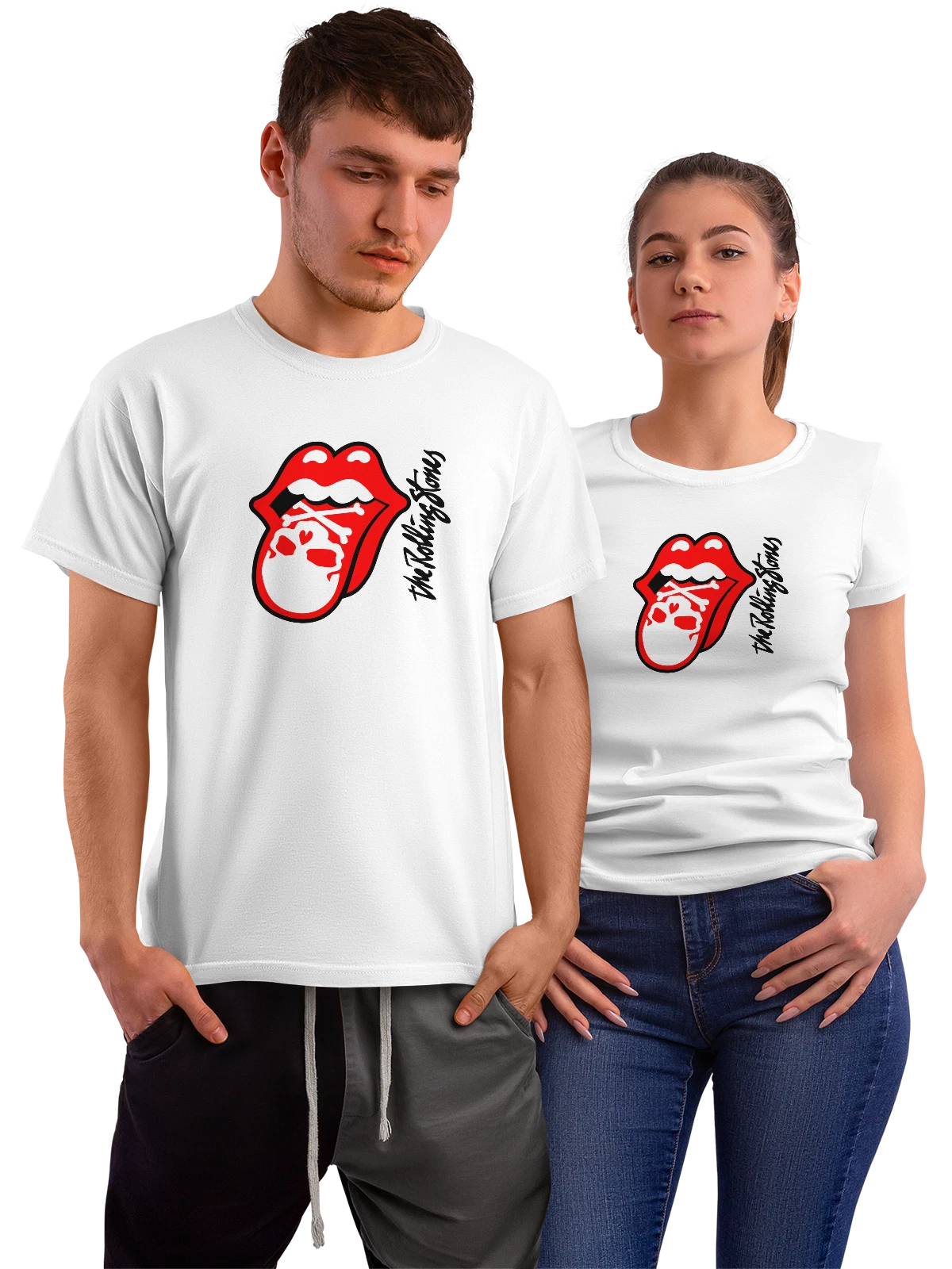 Футболка Язык в стиле рок группы Rolling Stones белая с принтом — концертный мерч — Белая, фото 1