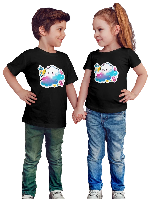 Футболка милое облако с нотами и сердечками — Чёрная, фото 1