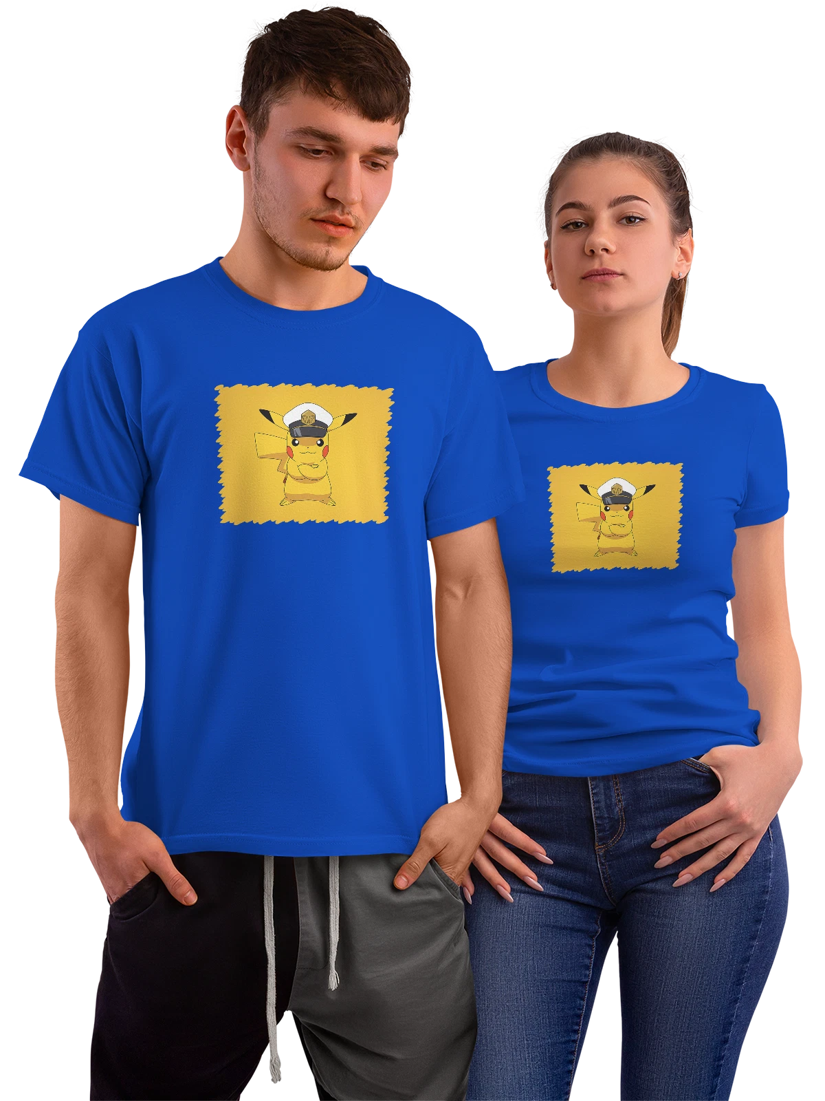 Футболка Минимализм Пикачу Покемон синяя с принтом — геометрические формы — Синяя, фото 1