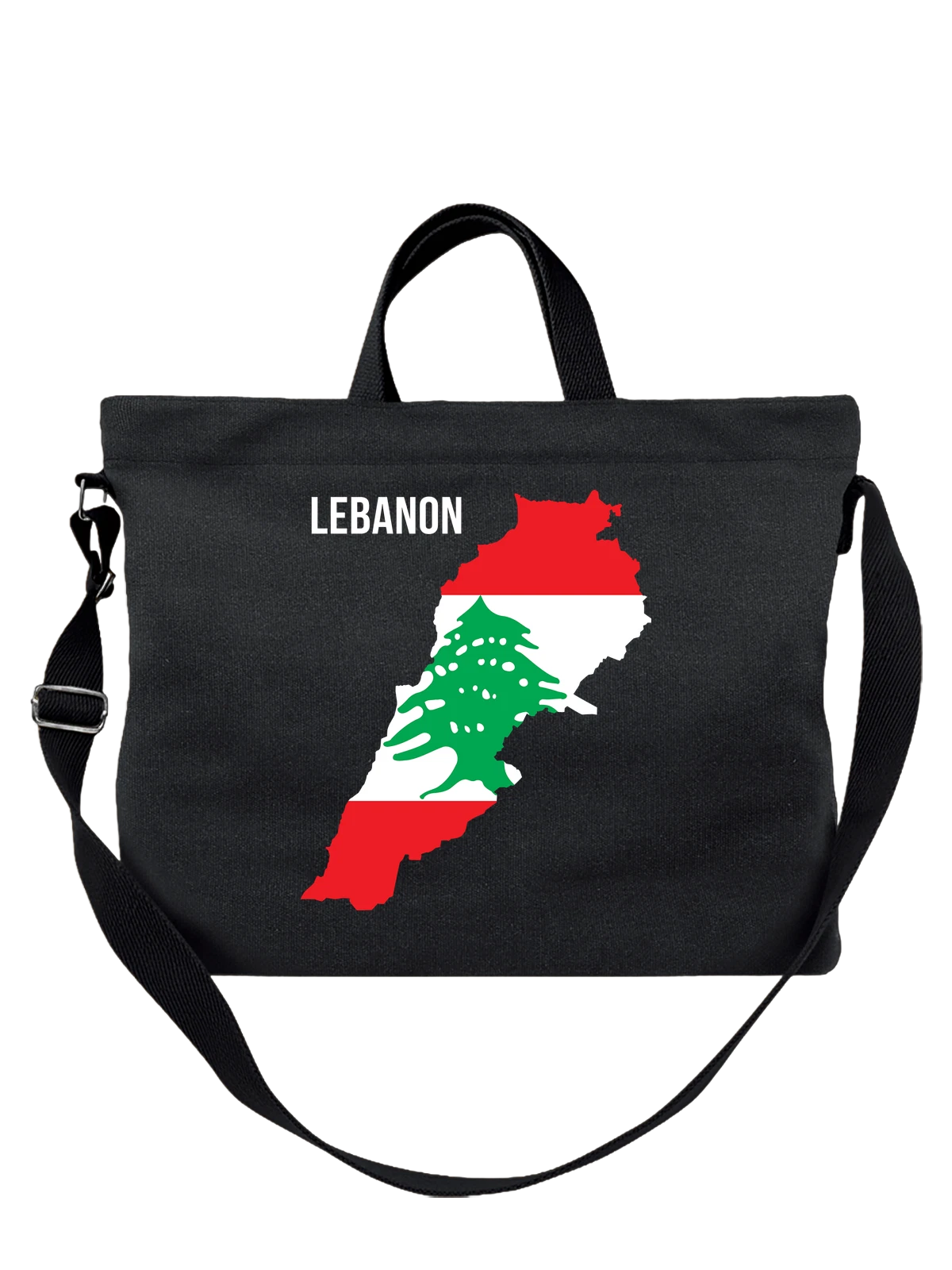 Сумка с флагом Ливана Lebanon чёрная с принтом — национальная символика — Чёрная, фото 1