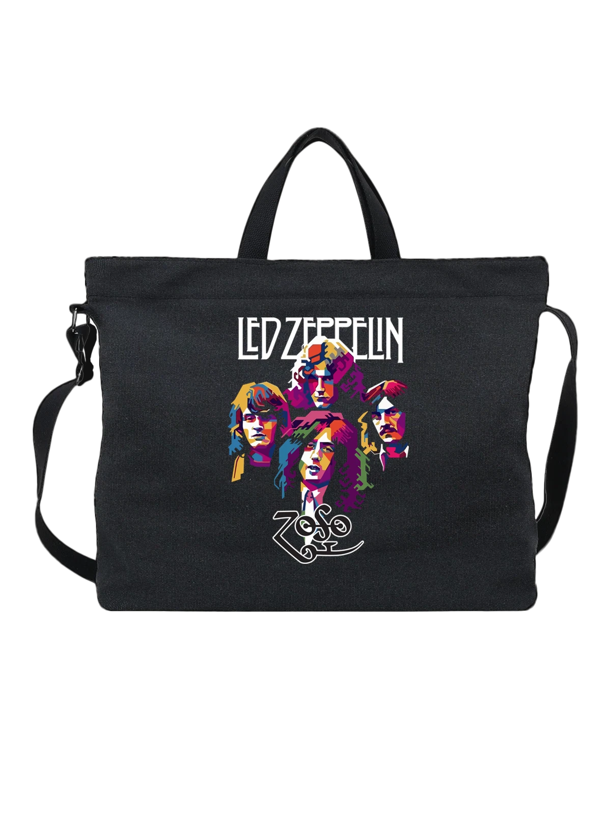 Сумка Джими Хендрикс группа The Jimi Hendrix Experience чёрная с принтом — три лица — Чёрная, фото 1