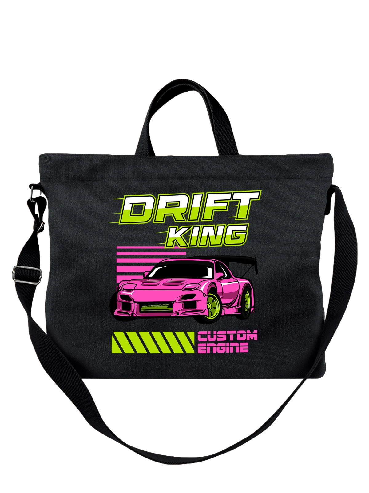 Сумка Спортивное авто drift king чёрная с принтом — дорога — Чёрная, фото 1